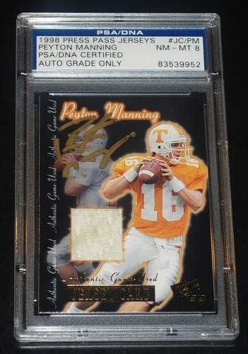 Peyton Manning İmzalı 1998 Basın Geçişi Oyun Forması OTOMATİK RC STEİNER PSA / DNA-NFL Kesim İmzaları