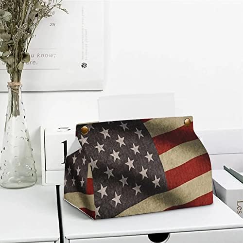 Amerikan Bayrağı Doku Kutusu Kapağı Modern PU Deri Peçeteler Dokular Küp araba için tutucu Banyo Gece Standları Ofis