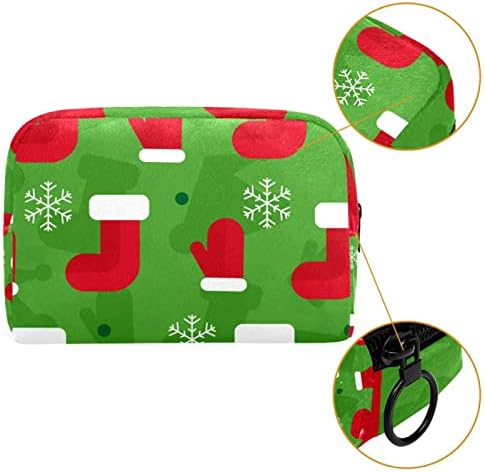 TBOUOBT Makyaj Çantası Seyahat kozmetik çantası Kılıfı Çanta fermuarlı çanta, Merry Christmas Karikatür Çorap Kar