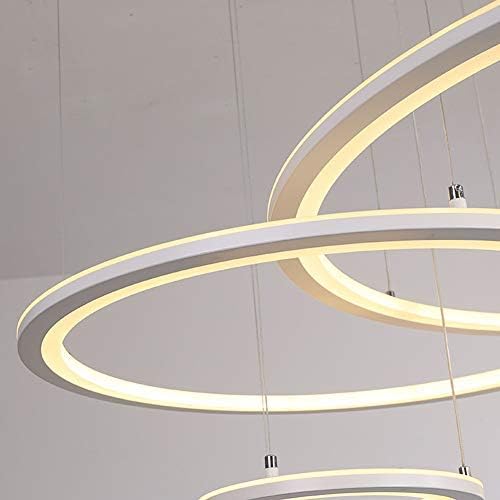 XNZZ Modern LED Kolye Lamba Oturma Odası Asılı Ayarlanabilir Asılı 92W 4 Yüzük Yuvarlak Alüminyum İç Dekoratif Kolye