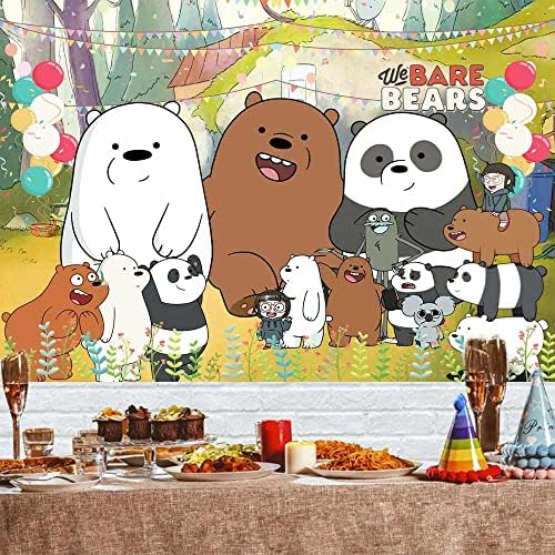Biz Çıplak Ayılar Bckdrop Doğum Günü Parti Malzemeleri Banner Karikatür Sevimli Hayvan Fotoğraf Arka Plan Ilk Doğum