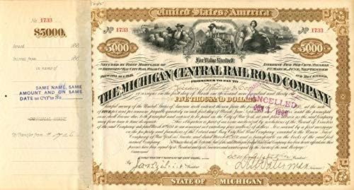 Michigan Merkez Demiryolu A. Ş. Maria Louisa Niven'e (Vanderbilt) devredildi-5.000 Dolarlık Tahvil