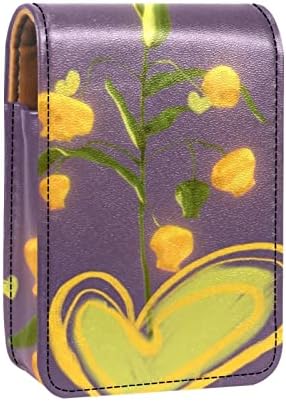 ORYUEKAN Mini Makyaj aynalı çanta, Debriyaj Çanta Deri Ruj Kılıfı, Bahar Çiçek Sarı vadi zambağı Güzel