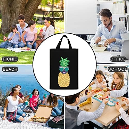 Komik Ananas Pug Baskılı Öğle Yemeği Çantası Katlanabilir Yalıtımlı Sızdırmaz Tote cepli çanta Kullanımlık soğutucu