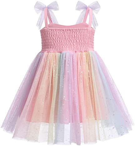 Gökkuşağı Tutu Toddler Bebek Kız Çiçek Pullu Backless Tül Elbise Kek Smash 1st Doğum Günü Partisi Fotoğraf Çekimi