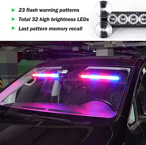 Winsgor yükseltme 2 in 1 polis Strobe ışıkları Bar araçlar kamyonlar için 23 flaş desenleri 17 inç 32 LEDs kırmızı