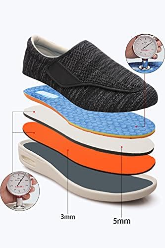Grıgobu Yaşlı Erkekler için Diyabetik Ayakkabı Erkekler için Velcro Geniş yürüyüş ayakkabısı Ayarlanabilir Kapatma