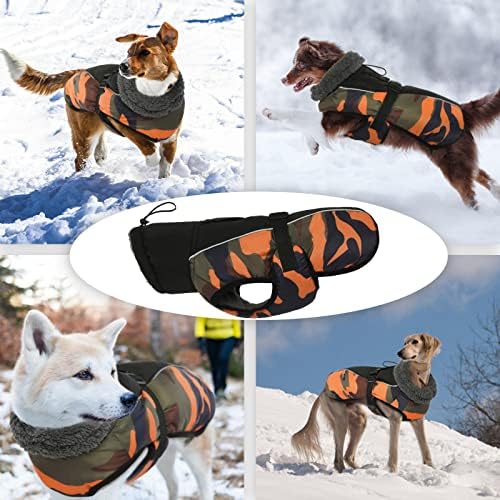IDOMİK Köpek Ceket Sıcak Köpek Kış Ceket, Büyük Köpekler için Su geçirmez Köpek Ceket, Yüksek Yakalı Köpek Soğuk Hava