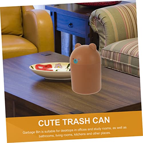 Alipis Çöp Kutuları Masaüstü çöp tenekesi Mini çöp tenekesi Kahve Çocuk Depolama Kovası Plastik Ev Yatak Odası Dekorasyon