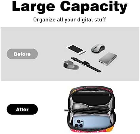 Taşıma Çantası Seyahat Kılıfı Çanta USB Kablosu Organizatör Cep Aksesuar Fermuar Cüzdan, Santa Karikatür Kırmızı