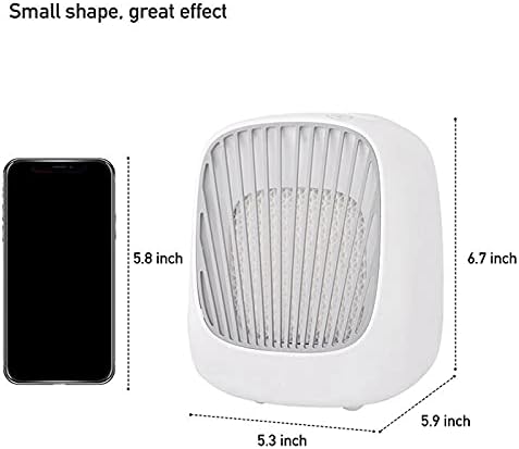 Jhtadva Açık ve Kapalı Üç Amaçlı Taşınabilir Mini Klima Fanı, Ayarlanabilir 3 hız, 7 Renkli LED Işıklı Masaüstü Soğutucu,