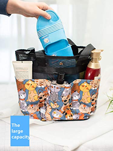 Kukup örgü duş arabası tote çanta, büyük üniversite yurdu banyo arabası saklama çantası (fermuarlı,karikatür su geçirmez