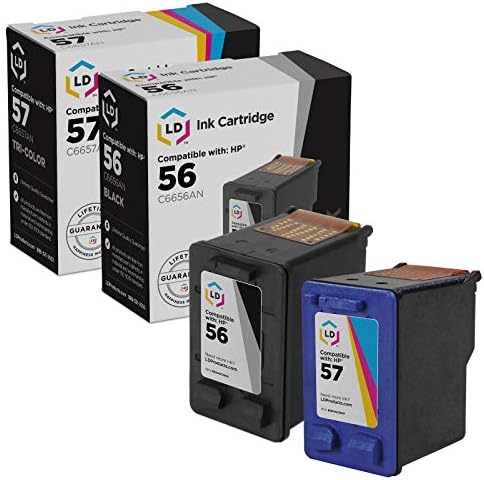 LD Ürünleri Yeniden Üretilmiş Mürekkep Kartuşu HP yedek malzemesi 56 & HP 57 (1 Siyah, 1 Renk, 2-Pack) kullanım için
