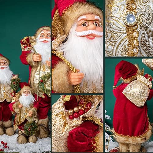 Santa Clau Bebek Altın Kilit Kırmızı Sırt Çantası Santa Clau Süslemeleri Noel Malzemeleri 30cm/11.8 in 45cm/17.7 in