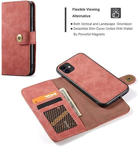 EIDKGD Cüzdan Kılıf iPhone 12/12Pro(6.1) ile Uyumlu, ayrılabilir 2 in 1 Flip Manyetik Deri Kılıf kartlıklı cüzdan