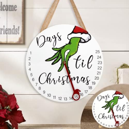 DAZONGE Grinch Noel Süslemeleri Kapalı / 2022 Noel Geri Sayım Advent Takvimi Her Yaş için | 12 Ahşap Noel Çelenk Şövale