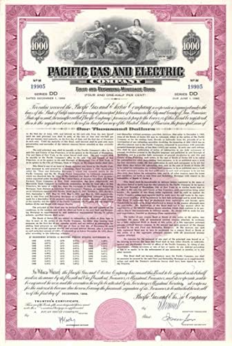 Pasifik Gaz ve Elektrik A. Ş. - PG & E-1.000 Dolarlık Kamu Hizmeti Bonosu