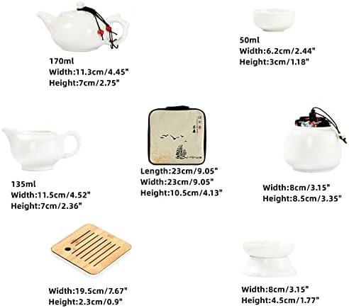 Çin çay seti, Kungfu demlik Fincan seti ile 4x çay fincanları, Bambu çay tepsisi, çay teneke kutusu, Demlik, Seyahat