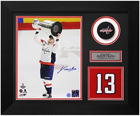 Jakub Vrana Washington Capitals İmzalı Stanley Kupası 20x24 Sayı Çerçevesi İmzalı NHL Formaları