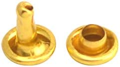 Wuuycoky Altın Çift Kap Deri Perçinler Boru Şeklindeki metal Çiviler Kap 8mm ve Sonrası 6mm 200 Takım Paketi