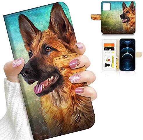Iphone 12 Pro Max için AJOURTEK, Sanat Tasarlanmış Flip Cüzdan Tarzı Telefon Kılıfı Kedi Köpek Yavrusu Kittern Tam