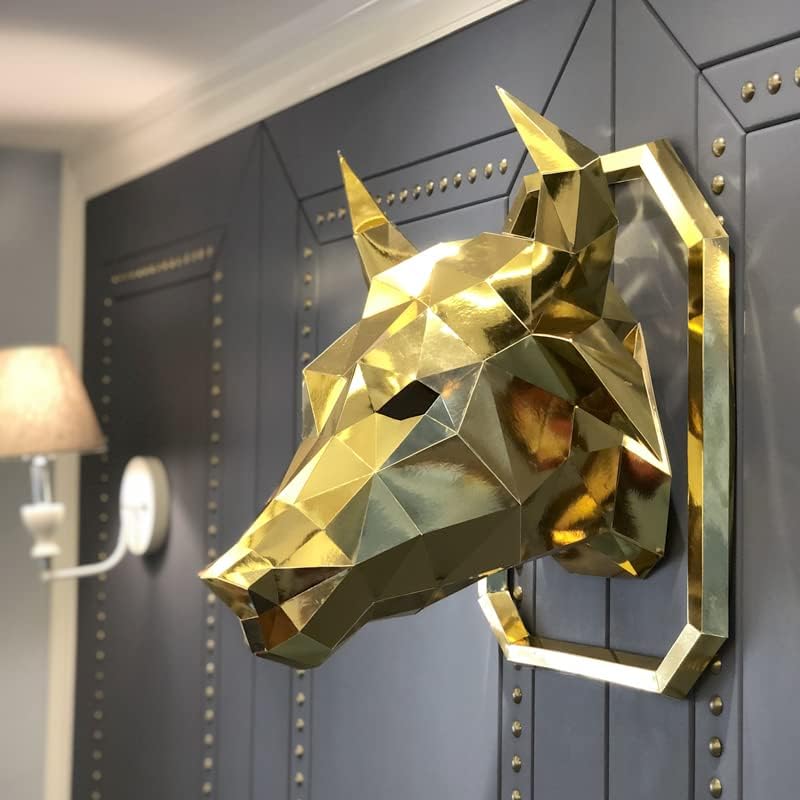 MUMUYILIN Altın Boğa Hayvan Duvar Dekor Kağıdı Modeli Ev Oturma Odası için Sanat, Düşük Poli 3D Papercraft Origami,