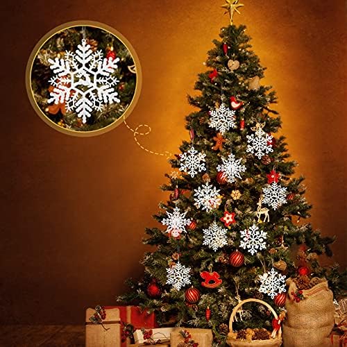 60 Parça Beyaz Noel Kar Tanesi Süsler Noel Plastik Glitter Kar Taneleri Noel Asılı Süsler Noel Ağacı Süslemeleri için