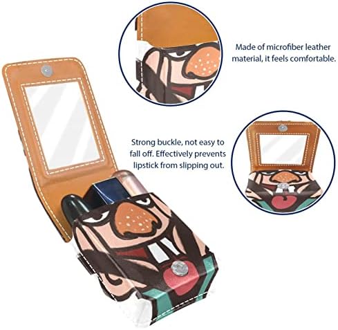ORYUEKAN Ruj Kılıfı Ayna ile Sevimli Taşınabilir Makyaj Çantası kozmetik torbası, Karikatür Graffiti Mektup V