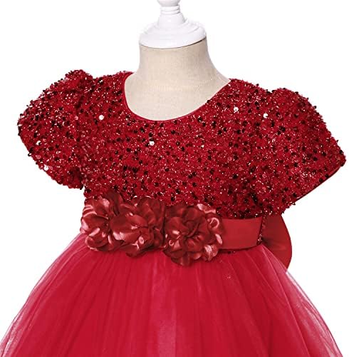 AGQT Toddler Kız Pullu Tutu Elbise Kolsuz Kız Prenses Elbise Boyutu 6 M-4 T