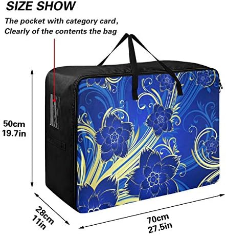 N / A giysi saklama Çantası Yatak Altı Yorgan-Büyük Kapasiteli Mavi Çiçekler Organizatörler fermuarlı çanta Dekorasyon