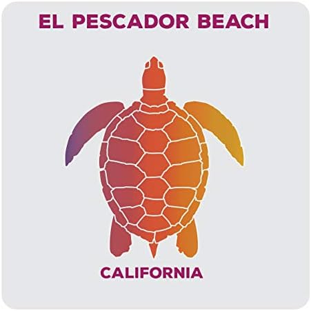 El Pescador Plajı California Hatıra Akrilik Coaster 4'lü Kaplumbağa Tasarımı