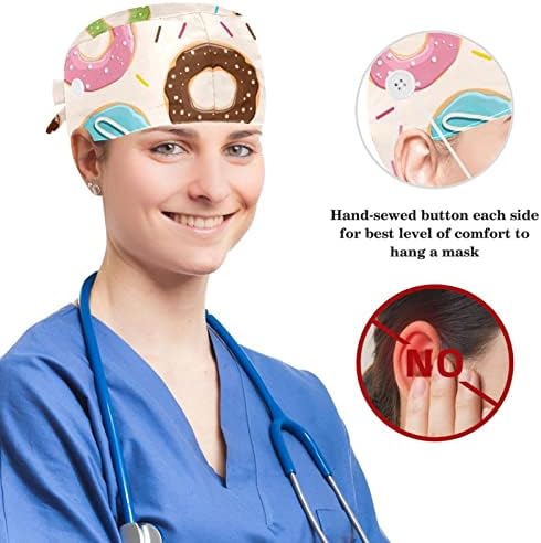 Kamuflaj Baskı Çalışma Şapka Ayarlanabilir Fırçalama Kap Düğmeleri ve Yay ile Saç Toka Hemşire ve Doktor için