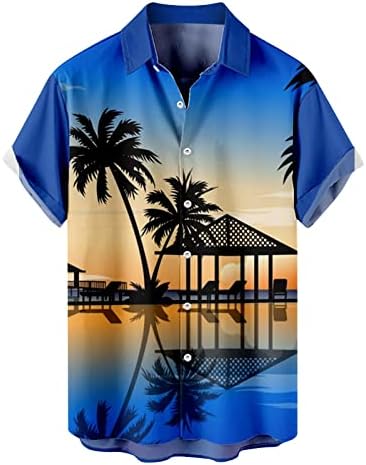 Xiloccer 2023 Erkek Baskılı Hawaii Gömlek Kısa Kollu Düğme Aşağı Plaj Gömlek Kısa Kollu Tee Kısa Kollu Gömlek Elbise