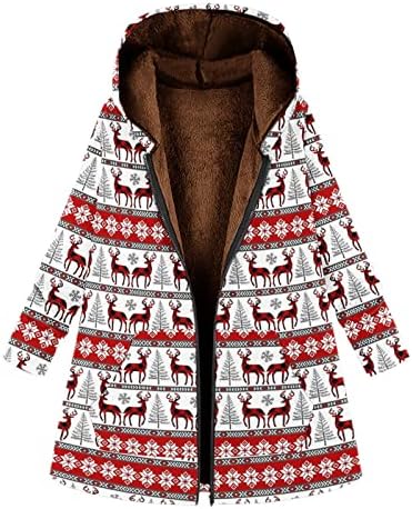 RMXEı kadın Moda Baskılı Sonbahar Kış Kapşonlu Geri Dönüşümlü Polar Ceket Kaban