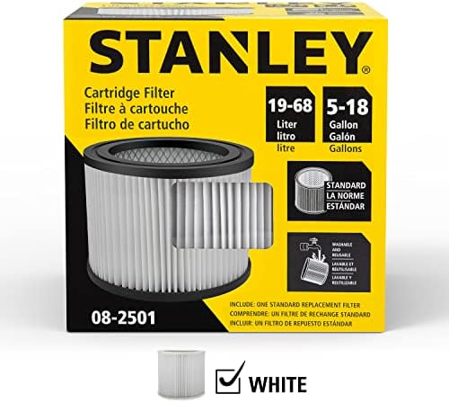 Stanley 08-2501 kartuş filtre, Çoğu için uygun 5-18 Galon ıslak/kuru elektrikli süpürgeler, İle uyumlu SL18115, SL18115P,