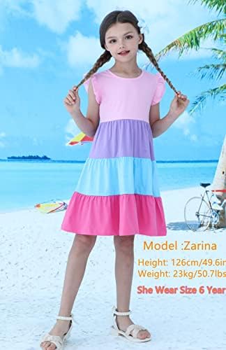 HİLEELANG Küçük Kızlar Kısa Kollu Elbiseler Paskalya Yaz Pamuk Rahat Salıncak Twirly Sundress