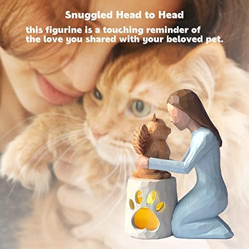 Seawah Kedi Anma Hediyeleri-LED Mum ile Melek Kedi Mumluk Heykeli-Kedi Sevgilisi için Kedi Kaybı Sempati Hediyesi-Kedi