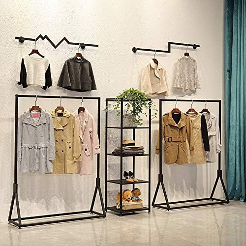 Demir Basit giysi rafı Giysi Rayı, Dayanıklı Kararlı portmanto, Giyim Mağazaları Rafları, Giyim / Siyah / 100×160cm