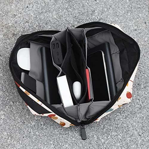 Taşınabilir Elektronik Organizatör Kılıfı Çanta Sonbahar Yaprak Sevimli Kirpi Mantar Seyahat Kablosu saklama çantası