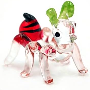 1shopforyou 1 Açık Kırmızı Cam Küçük Karınca Heykelcik Hayvanlar El Yapımı El Üflemeli Sanat Koleksiyon Figürler Ev