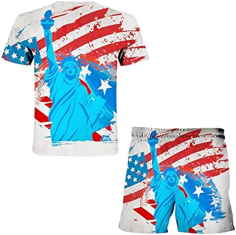 Bayrak Bağımsızlık Amerikan erkek Seti Rahat 3D Yaz Günü Baskı Erkek Takım Elbise ve Setleri Yüzmek Teknoloji Takım