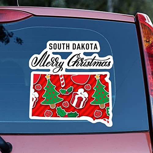 Güney Dakota Ev Devlet Noel Çıkartmaları Merrry Noel Güney Dakota Haritası Araba Çıkartması Noel Dekorasyon Pencere