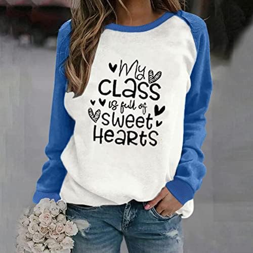 MIASHUI Giyim Gömlek Sevgililer Günü Bayan Casual Uzun Kollu Ekip Boyun Mektup Kazak Hoodless Tişörtü Severler için