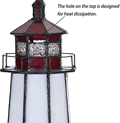Bieye L10770 peggy'nin Noktası Deniz Feneri Tiffany Tarzı Vitray Accent Masa Lambası Gece Lambası, 12 inç Boyunda