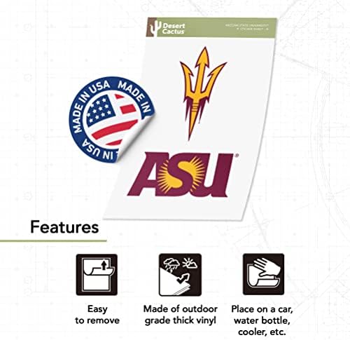 Çöl Kaktüs Arizona Eyalet Üniversitesi Sticker Güneş Şeytanlar ASU Vinil Çıkartması Dizüstü Su Şişesi Araba Karalama