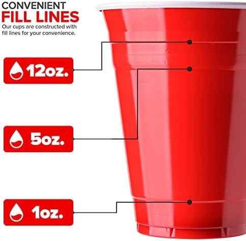 Evinizi Stoklayın Kırmızı plastik Bardaklar Tek Kullanımlık, 16oz (100 Adet) Ağır Hizmet Tipi, Büyük Parti bardağı