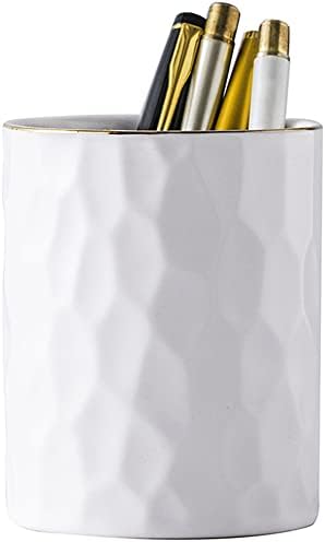 YOSCO Seramik Yuvarlak Düzensiz Şekilli kalemlik Masası Sevimli Beyaz kalemlik Bardak Pot masa düzenleyici makyaj