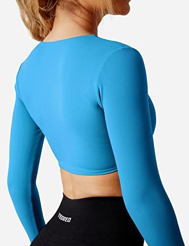 YEOREO Kyla Kadın Kırpma Üst Uzun Kollu Yastıklı Spor Düşük Orta Darbe yoga bluzu Egzersiz
