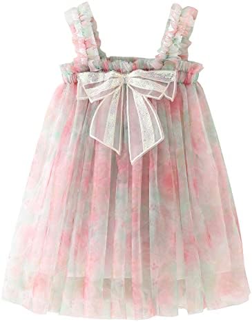 Toddler Bebek Kız Katmanlı Tül Tutu Elbise Gökkuşağı Prenses Elbise Çiçek Kafa Bandı ile Düğün Çiçek Kız Elbise