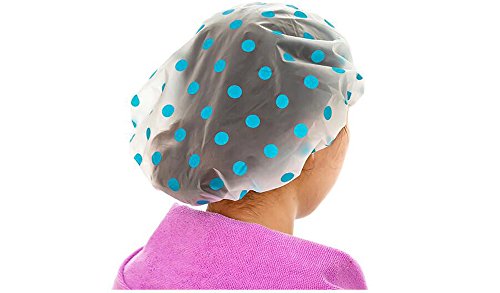 4 Paket Kızlar Polka Noktaları Kalınlaşmak Duş Başlığı Su Geçirmez Duş Şapkası Elastik Bant Kozmetik Bakım banyo başlığı